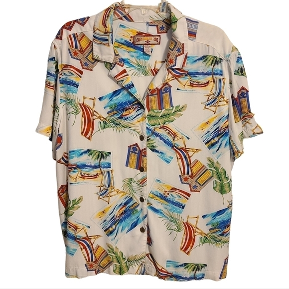 Caribbean Joe Women's | White Rayon Vacation Button Down Shirt (Size 2X) - Picture 1 of 13